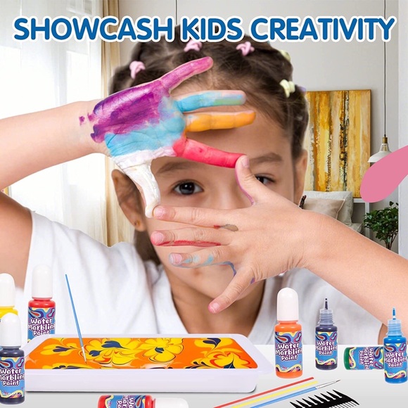 Water Marbling Creative Paint Art and Crafts Kit for Kids 8 Colors - Picture 4 of 7